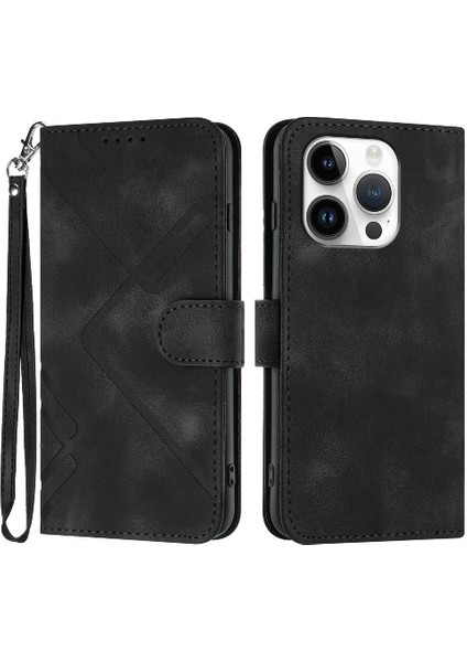 Kart Yuvası Standı ile IPhone 16 Pro Pu Deri Manyetik Kapak Için Flip Case (Yurt Dışından)