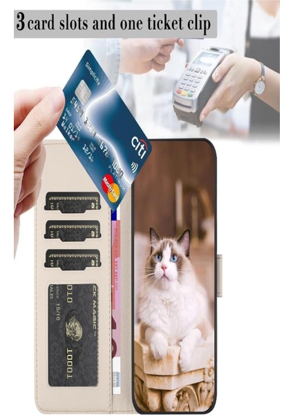 Iphone 15 Için Pro Karikatür Kedi Telefon Kılıfı Deri Kılıf (Yurt Dışından)