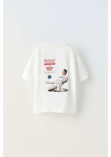 Bring Your Game Yazılı Futbol Tasarım Baskılı Beyaz Çocuk T-Shirt