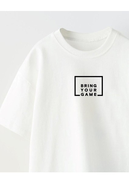 Bring Your Game Yazılı Futbol Tasarım Baskılı Beyaz Çocuk T-Shirt fırsatları