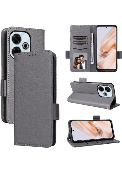 Xıaomı Poco M6 4g Manyetik Yan Toka Cüzdan Pu Deri Için Flip Case (Yurt Dışından)