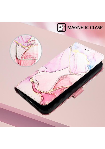 Huawei P20 Lite Mermer Desen Cüzdan Kickstand Pu Deri Kılıf (Yurt Dışından)
