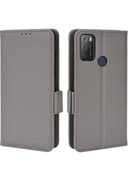 Alcatel 3l 2021 Pu Deri Kart Yuvaları Tutucu Manyetik Yan Toka Için Kılıf (Yurt Dışından)