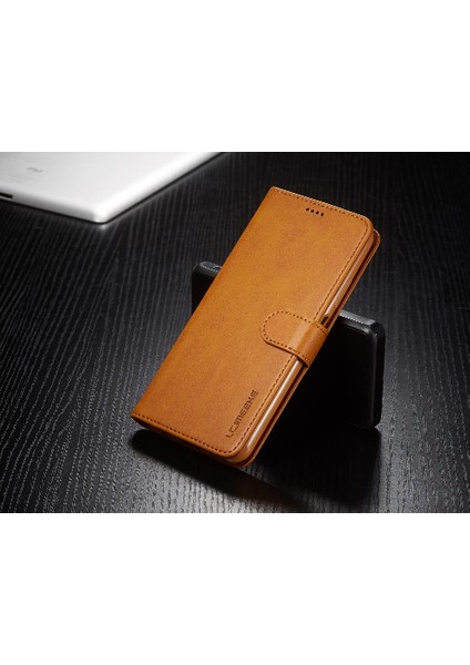 Huawei P40 Lite Buzağı Doku ile Yatay Çevir Deri Kılıf (Yurt Dışından)