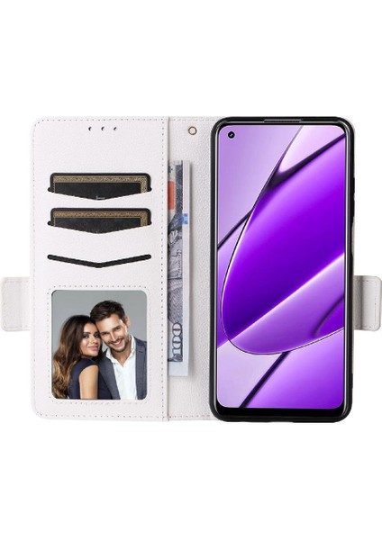 Realme 11 4g Yan Toka Pu Deri Manyetik Kart Yuvaları Tutucu Için Kılıf (Yurt Dışından)