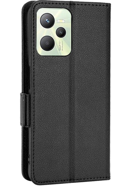 Realme Narzo 50A Başbakan Yan Toka Manyetik Pu Deri Kart Yuvaları Için Kılıf (Yurt Dışından)