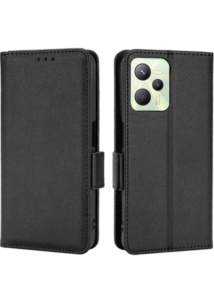 Realme Narzo 50A Başbakan Yan Toka Manyetik Pu Deri Kart Yuvaları Için Kılıf (Yurt Dışından)