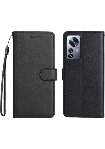 Kart Yuvası Klasik Düz Renk Iş ile Xiaomi 12 Pro Için Flip Case (Yurt Dışından)