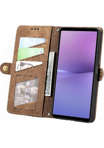 Sony Xperia 10 V Için Flip Case Darbeye Basit Iş Deri Kılıf (Yurt Dışından)