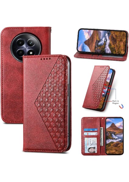 Realme 12 5g El Kayışı Standı Için Flip Case Günlük Kullanım Eşkenar Dörtgen Şekli Cüzdan (Yurt Dışından) fiyatları
