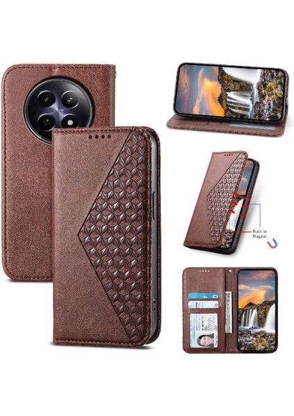 Realme 12 5g El Kayışı Standı Için Flip Case Günlük Kullanım Eşkenar Dörtgen Şekli Cüzdan (Yurt Dışından) fiyatları