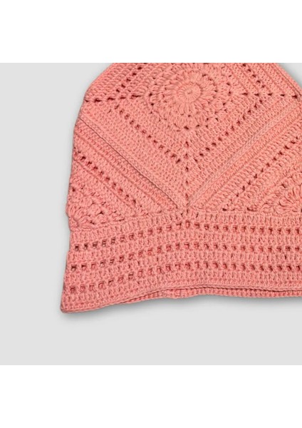 El Örgüsü Crop Büstiyer Bikini Üstü Motif - Pembe