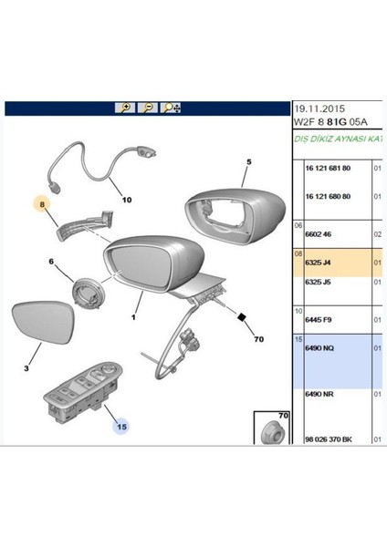Sol Ayna Sinyali 508 (6325.J4-Z0195)