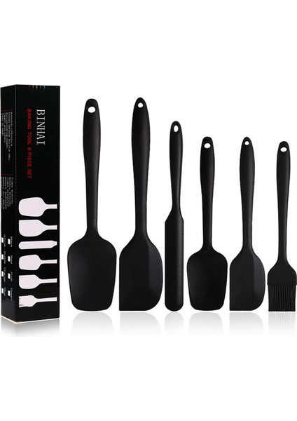 Silikon Spatula Seti - Siyah 6 Parça Paslanmaz Çelik Çekirdekli Yapışmaz Kauçuk Spatula - Pişirme, Pişirme ve Karıştırma Için Isıya Dayanıklı Spatula Mutfak Gereçleri Seti (Yurt Dışından)