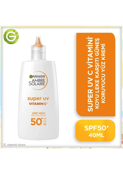 Ambre Solaire Super UV C Vitamini Koyu Leke Karşıtı Fluid Yüz Güneş Kremi SPF50+ 40ML