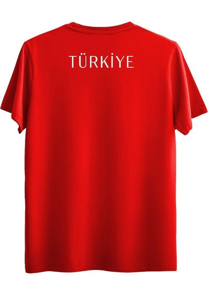 %100 Pamuk Standart Kesim Milli Takım Forması V Yaka Türkiye Sırt Baskılı Tişört