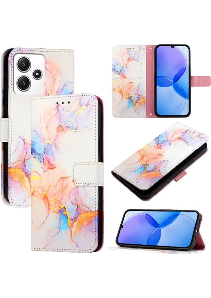 Xiaomi Redmi Için 12 4g Mermer Desen Pu Deri Kickstand Cüzdan (Yurt Dışından)