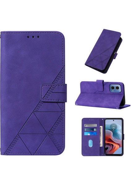 Motorola Moto G34 Kredi Kartı Tutucu Cüzdan Kapak Flip Folio Kitap Için Kılıf (Yurt Dışından)