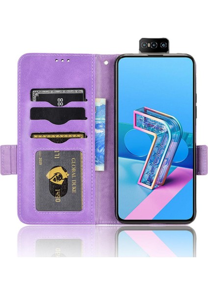 Asus Zenfone 8 Için Kılıf Flip Kapak Görüntüleme Standı Pu Deri Cüzdan 3 (Yurt Dışından)