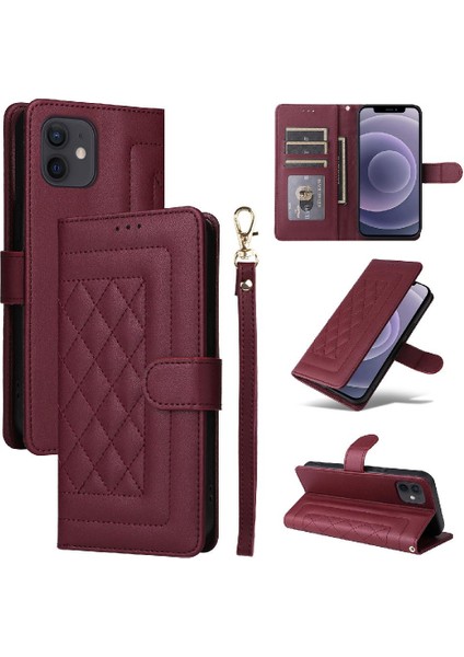 Iphone 12 Için Flip Case Deri Kılıf Darbeye Basit Iş Çevirme (Yurt Dışından)