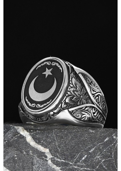 Ksrmoda Ayyıldız Detaylı El Işlemeli 925 Ayar Gümüş Erkek Yüzük fiyatları