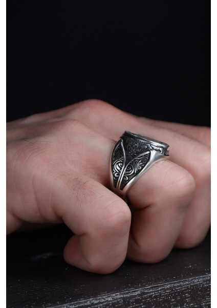 Ksrmoda Ayyıldız Detaylı El Işlemeli 925 Ayar Gümüş Erkek Yüzük fırsatları