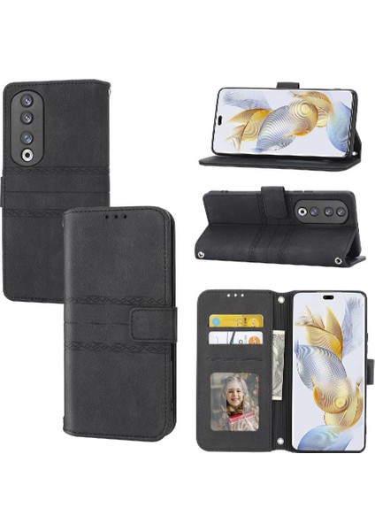 Onur Için Flip Case 90 Pro Manyetik Kapatma Cüzdan Kılıf Darbeye Pu (Yurt Dışından)