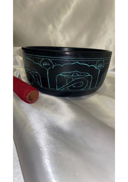 Tibet Çanağı Çanı Kasesi Meditasyon Çanı Yoga Çanı Tibet Singing Bowl 7 Element 19 cm Çap Siyah