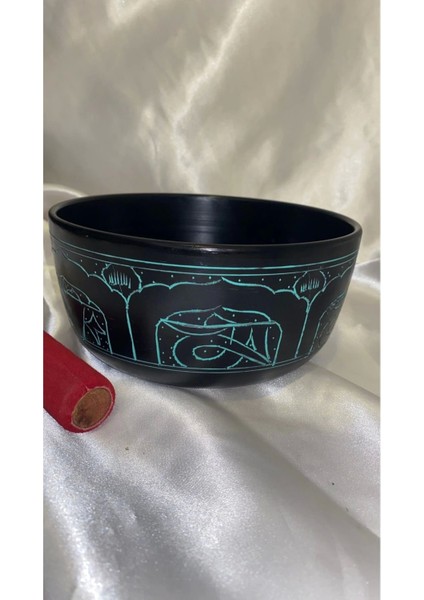 Tibet Çanağı Çanı Kasesi Meditasyon Çanı Yoga Çanı Tibet Singing Bowl 7 Element 19 cm Çap Siyah