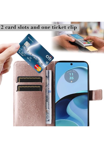 Motorola Moto G14 4g Flip Kickstand Manyetik Kapak Için Kılıf Kart Yuvası ile (Yurt Dışından) fırsatları