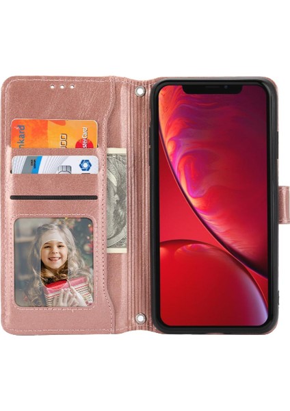 YH Mall Iphone Xr Kart Tutucu Kickstand Manyetik Kapatma Anti Pu Için Flip Case (Yurt Dışından)