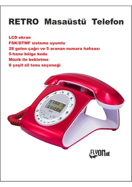 Retro Masaüstü Telefon 12-Haneli LCD Ekran Pulse ve Tone Arama Modu Uyumlu Kablolu Telefon