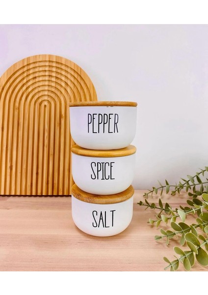 Moda Ozy 3lü Cam Bambu Kapaklı Salt/pepper/spice Kavanozu