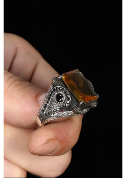 Zultanit (Renk Değiştiren) Taşlı 925 Ayar Gümüş Erkek Yüzük