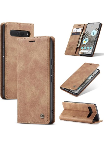 Google Piksel 7 Pro Için Flip Case Vintage Pu Deri Cüzdan Kılıf Kart Yuvası (Yurt Dışından)