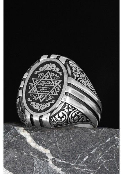 Hz.süleyman Mühürlü El Işlemeli 925 Ayar Gümüş Erkek Yüzük fiyatları