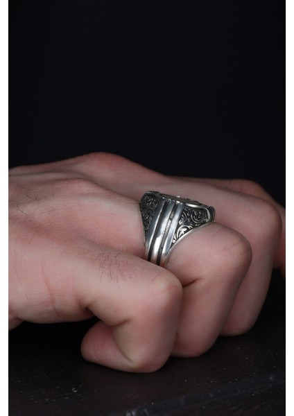 Hz.süleyman Mühürlü El Işlemeli 925 Ayar Gümüş Erkek Yüzük fırsatları