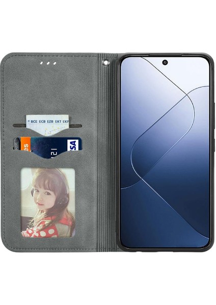 Xiaomi 14 5g Için Flip Case Kapak Darbeye Deri Kılıf Cüzdan (Yurt Dışından)