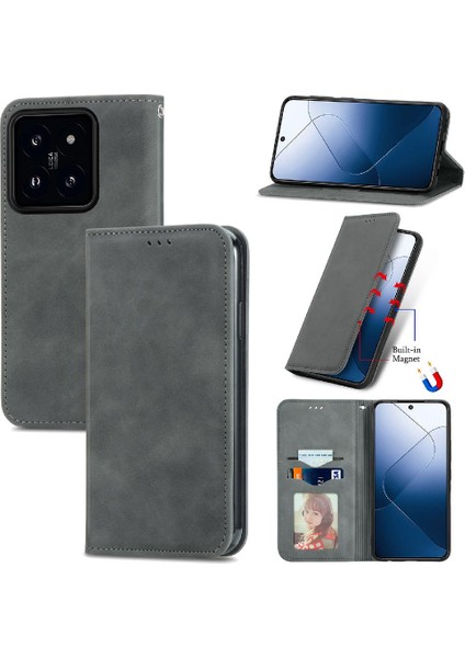 Xiaomi 14 5g Için Flip Case Kapak Darbeye Deri Kılıf Cüzdan (Yurt Dışından)