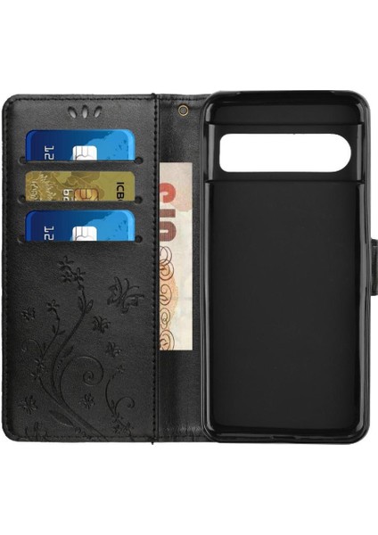Google Pixel 8 Pro Bilek Kayışı Manyetik Kapatma Kickstand Pu Için Filp Durumda (Yurt Dışından)