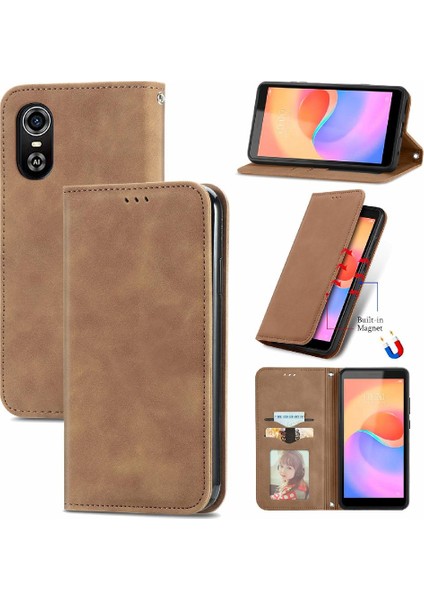 Zte Blade Case Artı Kordon Basit Iş Deri Kılıf Cüzdan (Yurt Dışından)