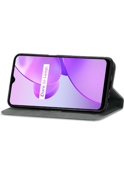 Realme C31 Basit Iş Cüzdan Kordon Deri Kılıf Fermuar (Yurt Dışından)