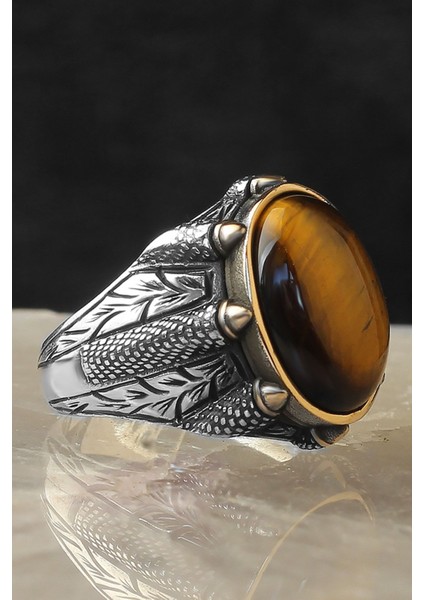 Ksrmoda Kaplangözü Taşlı 925 Ayar Erkek Gümüş Yüzük