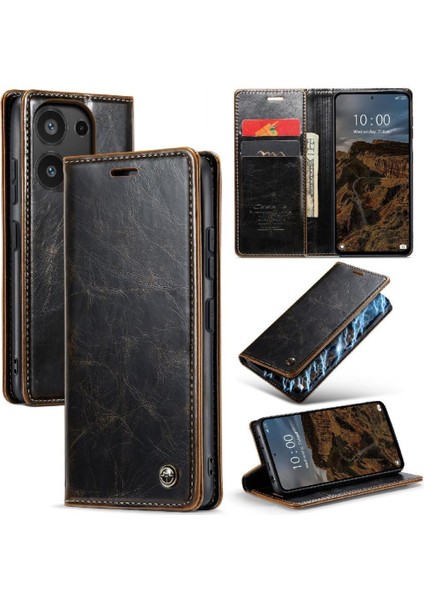 YH Mall Xiaomi Redmi Not 13 Pro 4g Için Flip Case Çılgın At Pu Deri Retro (Yurt Dışından)