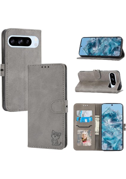 Google Pixel 9 Pro Kickstand Için Cüzdan Kılıf Tüm Yuvarlak Koruma Kartı (Yurt Dışından)