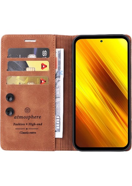 Xiaomi Poco X3 Nfc Için Flip Case Darbeye Deri Kılıf Kapak Çevirin (Yurt Dışından)