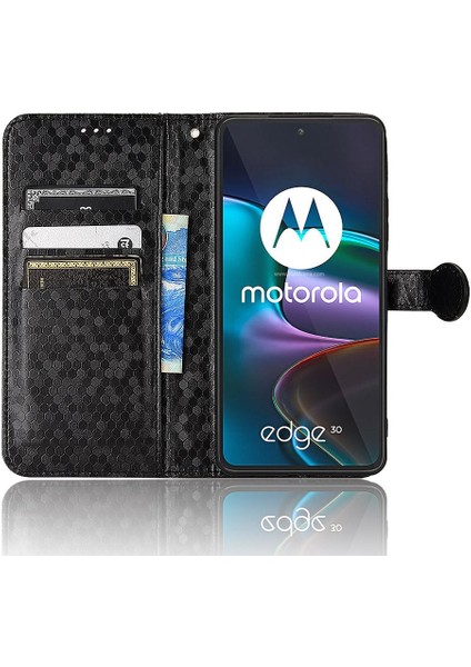 Motorola Kenar 30 Manyetik Toka Deri Cüzdan Kapak Için Kılıf Geometrik (Yurt Dışından)