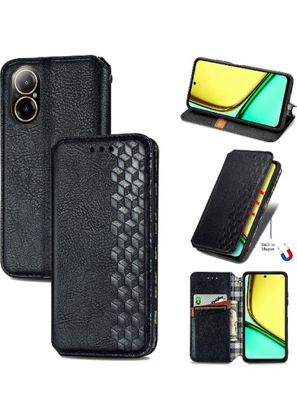 Realme C67 4g Için Kılıf Moda Tasarım Kapak Çevirin Deri Kılıf Zarif (Yurt Dışından)
