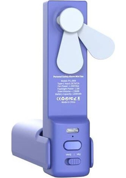 PS-J009 LED Işıklı Buzzer Alarm Mini Katlanır El Hd Fanı Lacivert (Yurt Dışından)