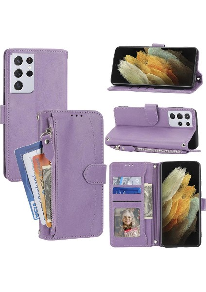 Samsung Galaxy S21 Ultra 5g Için Flip Case Kart Tutucu Pu Deri Kickstand (Yurt Dışından)